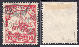 10 Pf. Freimarke 1909, Gestempelt, Wasserzeichen 1, Tiefst Geprüft Dr. Steuer VÖB. Mi. 140,-€. Michel 22. - Togo