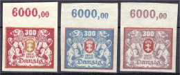 300 M. Freimarken 1923, Drei Postfrische Probedrucke In Verschiedenen Farben Vom Oberrand, Ungezähnt. Mi. 450,-€. Michel - Sonstige & Ohne Zuordnung