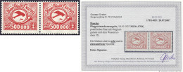 500 000 M Flugpostmarken 1923, Waagrechtes Paar In Postfrische Luxuserhaltung, Unsigniert, Wasserzeichen 3 X (stehend St - Autres & Non Classés