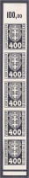 400 Pf. Kleines Wappen Von Danzig 1921, Senkrechter 5er-Streifen Als Probedruck Auf Schwarzem Papier Ohne Gummierung, Un - Sonstige & Ohne Zuordnung
