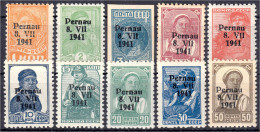 1 K - 50 K Freimarken (Pärnau) 1941, Kompletter Satz In Postfrischer Erhaltung, Dabei Nur Die Bessere Type Nr. 3 II B (g - Occupazione 1938 – 45