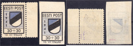 30+30 K Wappenschild (Odenpäh) 1941, Zwei Ungebrauchte Werte Mit Falz, Beide Type II, Der Geschnittene Wert Geprüft Kris - Occupazione 1938 – 45