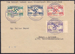 6+9 Pf. - 60+90 Pf. Hakenkreuz Im Ornament (Luboml) 1944, Vier Werte Auf Sammlerbrief, Leicht Fleckig. Mi. 800,-€. Miche - Besetzungen 1938-45
