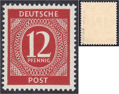 12 Pf. Freimarke (Ziffern) 1946, Postfrische Luxuserhaltung, Dickes Papier, Tiefst Geprüft Schlegel BPP. Mi. 200,-€. Mic - Autres & Non Classés