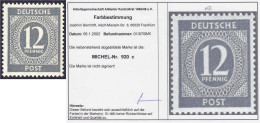 12 Pf. Freimarke (Ziffern) 1946, Postfrische Luxuserhaltung, Farbe ,,c" (dunkelgrüngrau). Fotobefund Bernhöft. Mi. 1.200 - Sonstige & Ohne Zuordnung