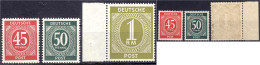 45 Pf., 50 Pf. Und 1 RM Freimarken (Ziffern) 1946, Drei Postfrische Werte Mit Waagerechter Gummiriffelung, Nr. 937 Y Gep - Sonstige & Ohne Zuordnung