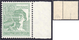 12 Pf. Arbeiter 1947, Postfrische Probedruck (dunkelgelbgrün), Geprüft Schlegel BPP. Mi. 150,-€. Michel 947 P. - Sonstige & Ohne Zuordnung
