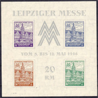 Leipziger Messe-Block 1946, Sauber In Postfrische Luxuserhaltung, Wasserzeichen ,,X". Mi. 230,-€. Michel Block 5 X A. - Sonstige & Ohne Zuordnung