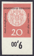 20 Pf. 1000 Jahre Stift Und Stadt Aschaffenburg 1957, Postfrische Luxuserhaltung, Ungezähnt Mit Kopfstehender Inschrift. - Sonstige & Ohne Zuordnung