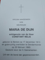 Doodsprentje Maria De Dijn / Berlare 17/12/1914 Dendermonde 20/2/1993 ( Constant Nelis ) - Religion & Esotérisme