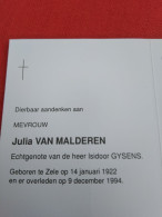 Doodsprentje Julia Van Malderen / Zele 14/1/1922 - 9/12/1994 ( Isidoor Gysens ) - Religion & Esotérisme