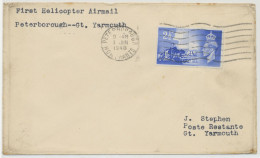 GB 1948, British European Airways (BEA) Helicopter First Flight “Peterborough, Northants. - Great Yarmouth, Norfolk " - Postwaardestukken