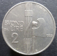 Regno D'Italia - Buono Da 2 Lire 1925 - Fascio - Gig.107 - KM# 63 - 1900-1946 : Victor Emmanuel III & Umberto II