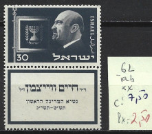 ISRAEL 62 ** Côte 7.50 € - Unused Stamps (with Tabs)