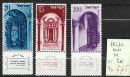 ISRAEL 68 à 70 ** Côte 20 € - Unused Stamps (with Tabs)