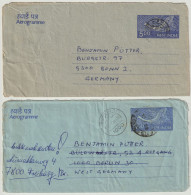 Indien India Aerogramme 2x 5.00 Rupien Postal Stationary Flying Bird - Benutzt - Beide Verschieden - Aérogrammes