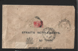 Straits Settlement  Stamp On Cover From Malacca To Singapore With  Censor Label With Delivery Cancellation  1915 (B96) - Straits Settlements