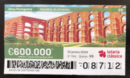 116 H, 1 X Lottery Ticket, Portugal, « Alma Portuguesa »,« Portuguese Soul »«Aqueduto Da Amoreira», «Architecture»,2024 - Biglietti Della Lotteria