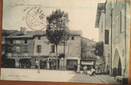 Cpa 24 EYMET Place Gambetta, Animée, Enseignes De L'Editeur Gillet, Tabacs, écrite En 1910 - Eymet