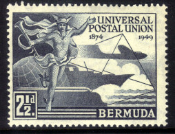 Bermuda 1949 KGV1 2 1/2d Blue Black 75th Anniv UPU Umm SG 130 ( G1031 ) - Bermuda