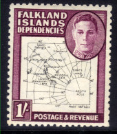 Falkland Islands Depd 1946 - 49 KGV1 1/-d Purple & Black Map Umm SG G16 ( G183 ) - Falkland