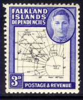 Falkland Islands Depd 1946 - 49 KGV1 3d Blue & Black Map Lmm SG G12 ( G113 ) - Falkland