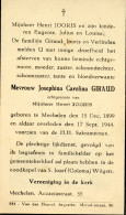 GIRAUD Josephina Carolina ° 15 December 1899 Mechelen + 17 September 1944 Echt Henri Jooris - Verlinden - Religion & Esotérisme