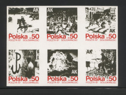 POLAND SOLIDARITY POCZTA SOLIDARNOSC 1987 AK HOME ARMY WW2 PARTISANS BLOCK OF 6 WORLD WAR 2 MILITARIA WARSAW UPRISING - Vignette Solidarnosc