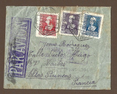 !!! ESPAGNE, LETTRE PAR AVION DE VALENCIA, POUR LA FRANCE AVEC MARQUE DE CENSURE MILITAIRE, DE 1939 - Cartas & Documentos