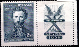 TCHECOSLOVAQUIE /  N° 342 NEUF * AVEC VIGNETTE ATTENANTE - Unused Stamps