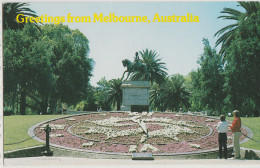 Australia VICTORIA VIC Floral Clock & KEVII Statue Botanic Gardens MELBOURNE Stewart No.2006 Postcard C1970s - Melbourne