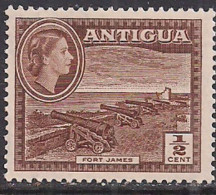 Antigua 1953 - 62 QE2 1/2cent Brown SG 120a MNH ( B1005 ) - 1858-1960 Colonia Britannica