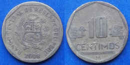 PERU - 10 Centimos 2008 KM# 305.4 Monetary Reform (1991) - Edelweiss Coins - Pérou