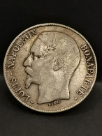 5 FRANCS ARGENT 1852 A PARIS LOUIS NAPOLEON BONAPARTE TETE NUE / FRANCE SILVER - 5 Francs