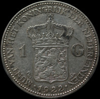 LaZooRo: Netherlands 1 Gulden 1922 XF - Silver - 1 Florín Holandés (Gulden)