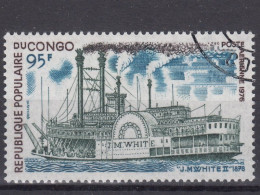 ⁕ Congo Brazzaville / Kongo 1976 ⁕ Old Ships - Steamboat J.M.White II. Mi.522 ⁕ 1v Used - Gebraucht