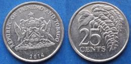 TRINIDAD & TOBAGO - 25 Cents 2014 "Chaconia" KM# 32 Republic (1976) - Edelweiss Coins - Trinidad Y Tobago