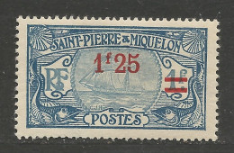 SAINT PIERRE ET MIQUELON N° 124 NEUF* INFIME TRACE DE CHARNIERE   / Hinge  / MH - Ungebraucht