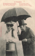 COUPLES - Le Parapluie - Homme Aidant Une Femme - Carte Postale Ancienne - Parejas