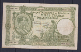 BELGIUM - 1943 1000 Francs Circulated Banknote (Split Centre Fold) - 1000 Francs