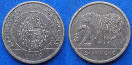 URUGUAY - 2 Pesos 2019 "Carpincho" KM# 136 Monetary Reform (1993) - Edelweiss Coins - Uruguay