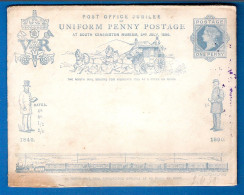 1890  UK  Postal Stationary  Jubiläumsumschlag U11, Unbenutzt, Mit Inliegender Illustrierter Karte - Brieven En Documenten