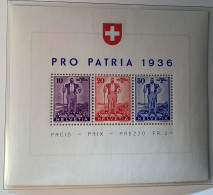 Sonderblock Pro Patria 1936 ZNr W8 LUXUS Postfrisch MNH** (S/S Schweiz Block Y&T BF2 Défense Nationale Souvenir Sheet - Bloques & Hojas