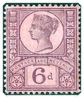 QV SG208 Jubilee 6d Purple Rose-Red, Mounted Mint - Ongebruikt