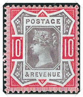 QV SG210 Jubilee 10d, Purple On Red, Fine Mint Hinged - Nuovi