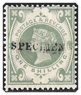 QV SG211 1887 1- Shilling Jubilee Green (Specimen) Mounted Mint - Unused Stamps