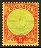 1908-1911. GRENADA. La Conception FIVE SHILLINGS. Hinged. Beautiful Stamp.  (MICHEL 70) - JF542165 - Granada (...-1974)