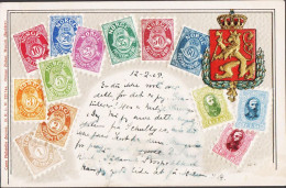 1905. NORGE. Postkort Motive: Selection Of Norwegian Posthorn And Oscar II Stamps In Relief Print... (DK 34Y) - JF542171 - Covers & Documents