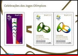 Ref. BR-V2016-14-1 BRAZIL 2016 - OLYMPIC GAMES, RIO 2016,TORCH, CEREMONYS, S/S MNH, SPORTS 3V - Sommer 2016: Rio De Janeiro