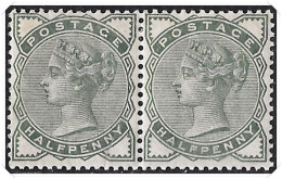 QV 1880 SG165 Half Penny Pale Green Pair Mounted Mint Cat.£110 - Unused Stamps